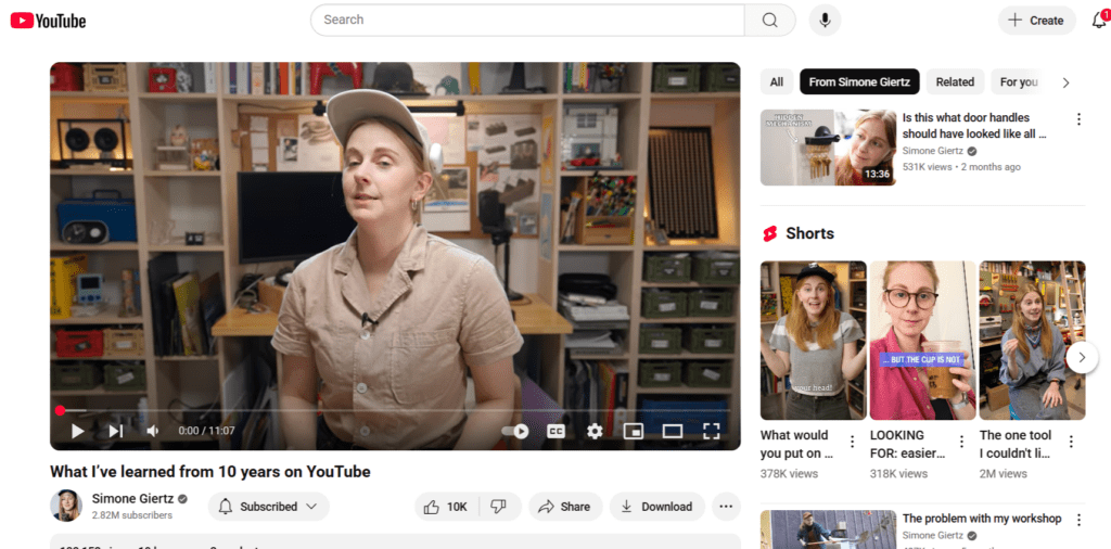 Screenshot showing suggested videos filtered by more from this channel