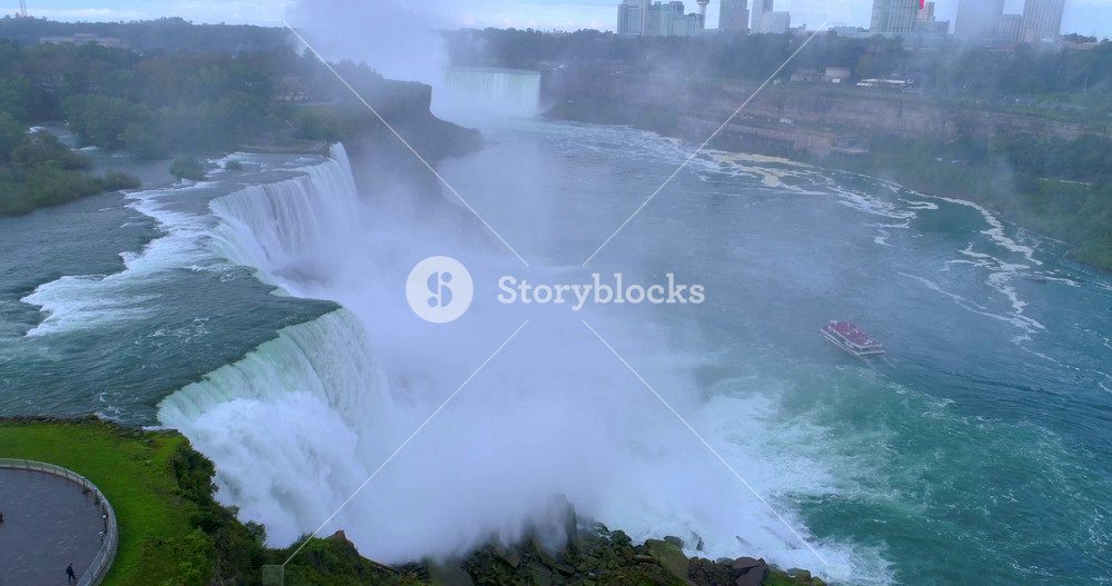 Stock image of a drone aerial shot of Niagara Falls