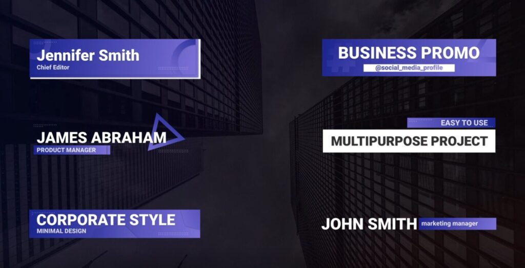Image showing three different lower third business designs for After Effects