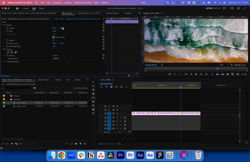 How to add cinematic black bars in Premiere Pro - Storyblocks