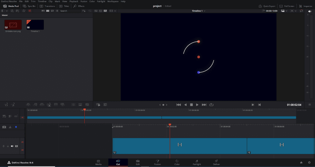 The timeline in DaVinci Resolve's Edit interface provides a high-level and detailed view simultaneously.