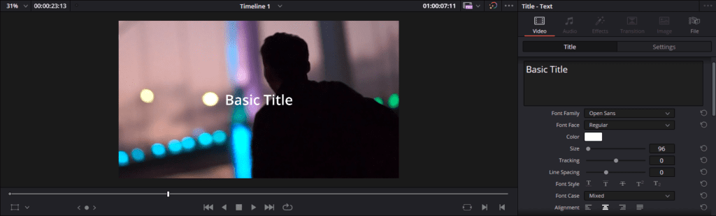 A screenshot of a basic title overlay.