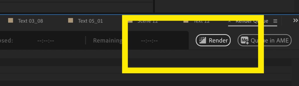 Screenshot of the Render button in After Effects.