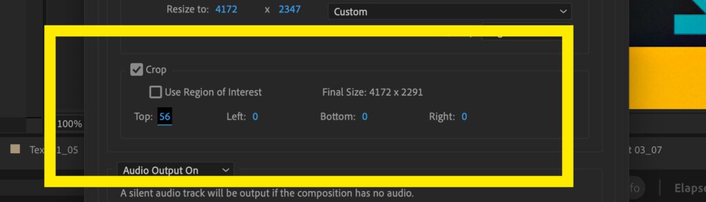 Screenshot of the Crop settings in After Effects.