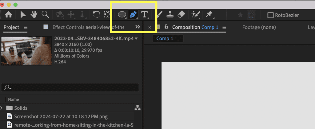 Screenshot of the pen tool in After Effects