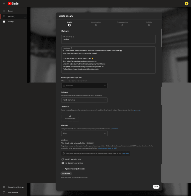 How to live stream on YouTube - Storyblocks
