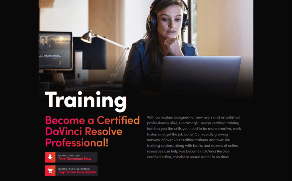 DaVinci Resolve's online training course.