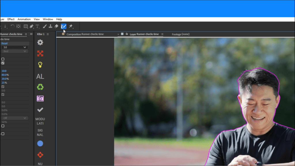 Screenshot of After Effects with the Refine Edge tool selected.