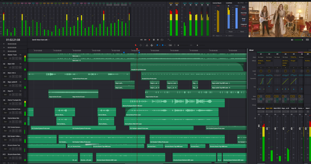 A screenshot of a video timeline with multiple layers of audio.