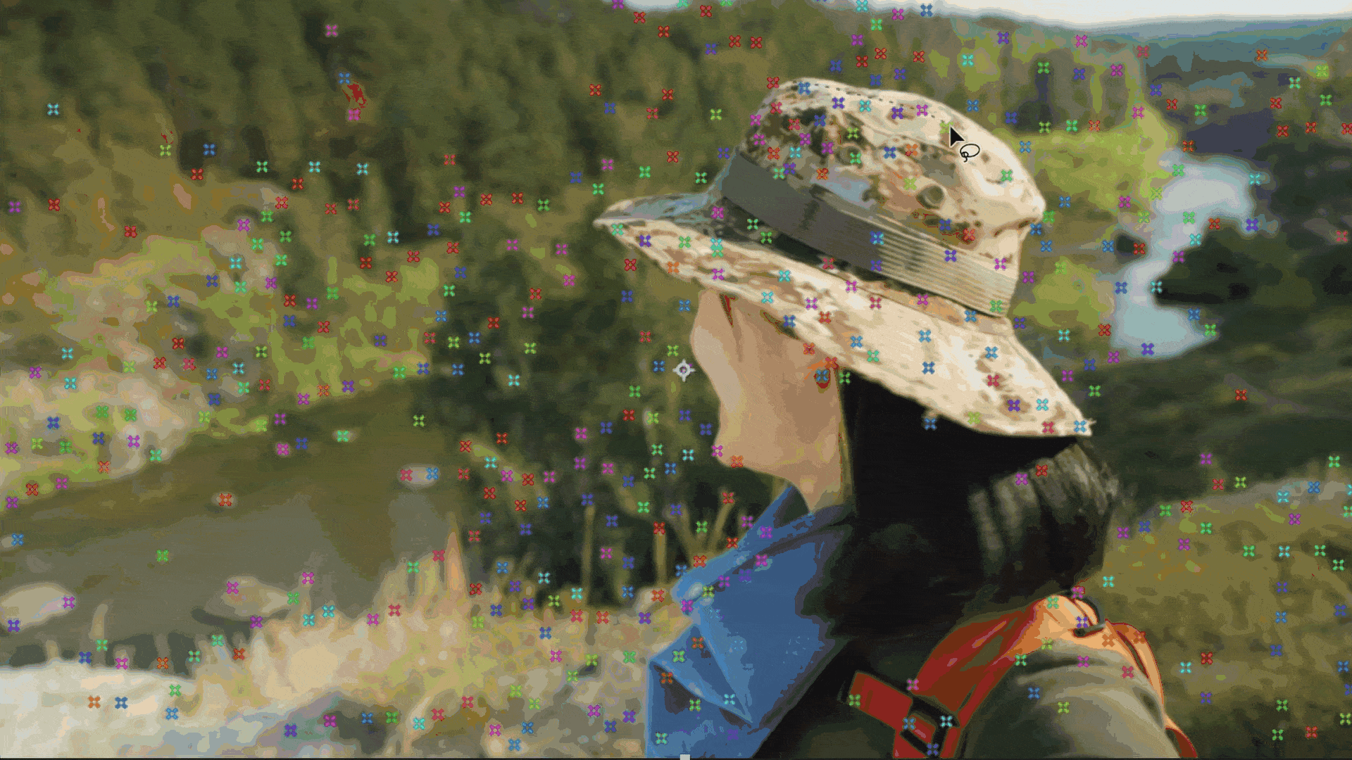 GIF showing the Show Track Points setting in After Effects with warp stabilizer