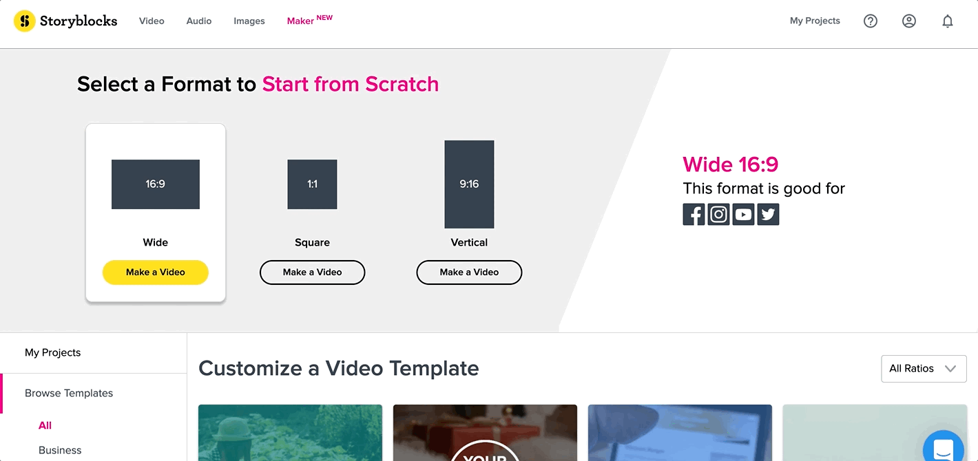 The Storyblocks Maker timeline, easy to use and navigate.
