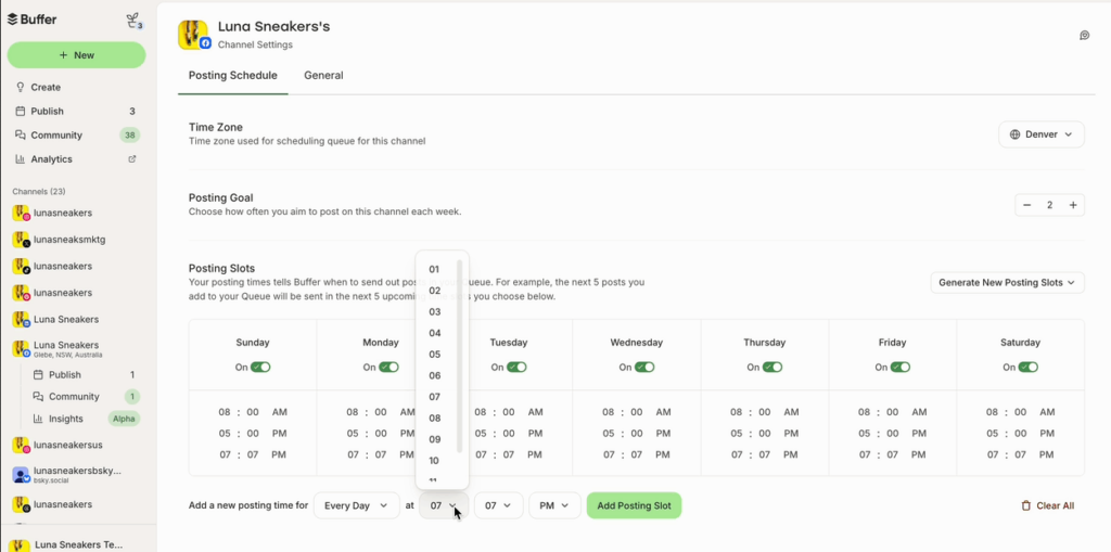 Buffer's scheduling interface