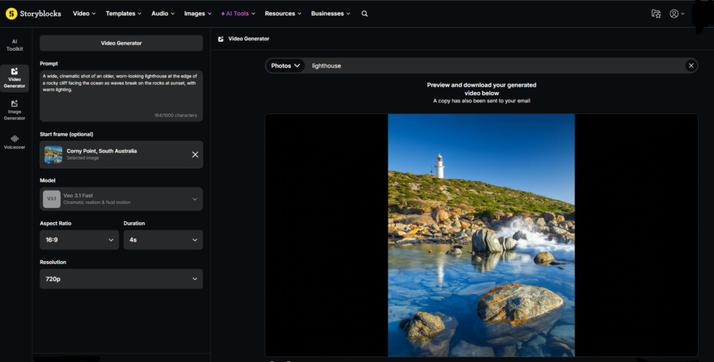 Example of a generated video using an image as a starting frame that does not take up the full width of the video dimensions.